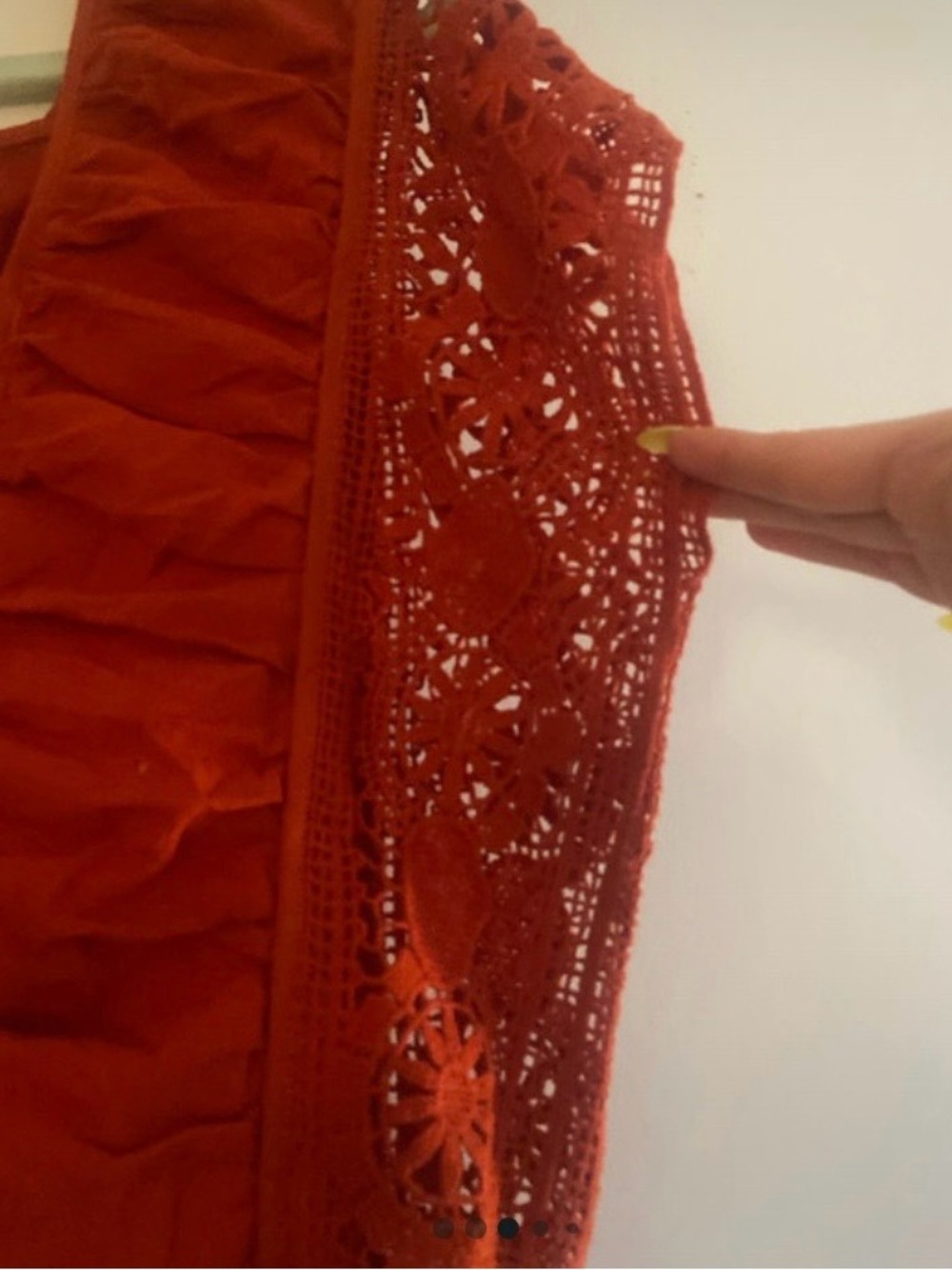 Free People Rust Crochet Lace Ruffle Top - Picture 3 of 5